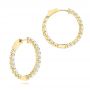 18k Yellow Gold 18k Yellow Gold Brilliant Facet Pav Diamond Hoop Earrings - Three-Quarter View -  103692 - Thumbnail