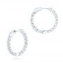 14k White Gold 14k White Gold Brilliant Facet Pav Hoop Earrings - Three-Quarter View -  103689 - Thumbnail