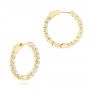 18k Yellow Gold 18k Yellow Gold Brilliant Facet Pav Hoop Earrings - Three-Quarter View -  103689 - Thumbnail