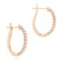 14k Rose Gold 14k Rose Gold Brilliant Facet Pave Diamond Hoop Earrings - Front View -  103688 - Thumbnail