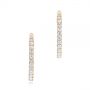 14k Rose Gold 14k Rose Gold Brilliant Facet Pave Diamond Hoop Earrings - Three-Quarter View -  103688 - Thumbnail