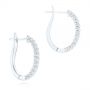 18k White Gold Brilliant Facet Pave Diamond Hoop Earrings - Front View -  103688 - Thumbnail