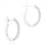 14k White Gold 14k White Gold Brilliant Facet Pave Diamond Hoop Earrings - Front View -  103688 - Thumbnail