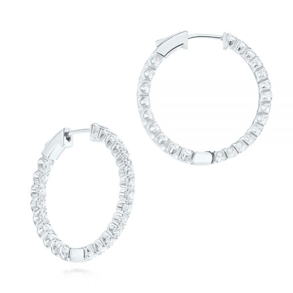 Brilliant Facet Pave Diamond Hoop Earrings - Image