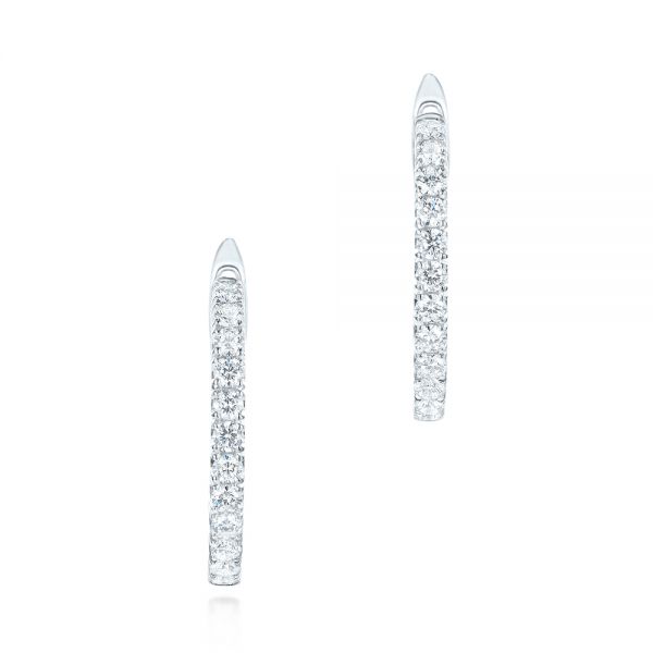 Brilliant Facet Pave Diamond Hoop Earrings - Image