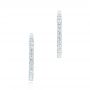  Platinum Platinum Brilliant Facet Pave Diamond Hoop Earrings - Three-Quarter View -  103688 - Thumbnail