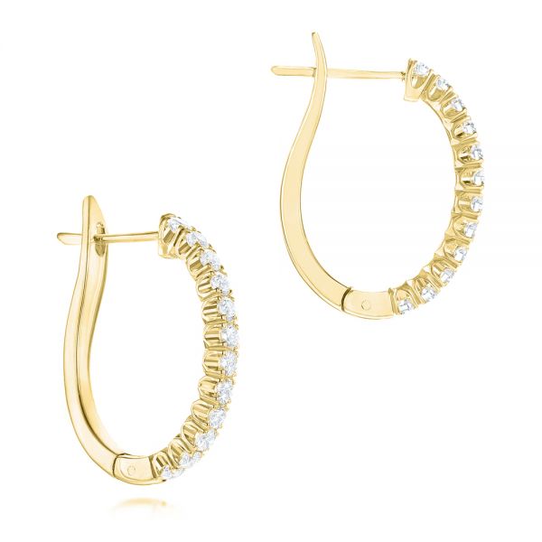 18k Yellow Gold 18k Yellow Gold Brilliant Facet Pave Diamond Hoop Earrings - Front View -  103688