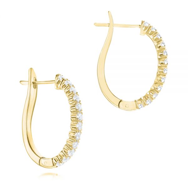14k Yellow Gold 14k Yellow Gold Brilliant Facet Pave Diamond Hoop Earrings - Front View - 103688