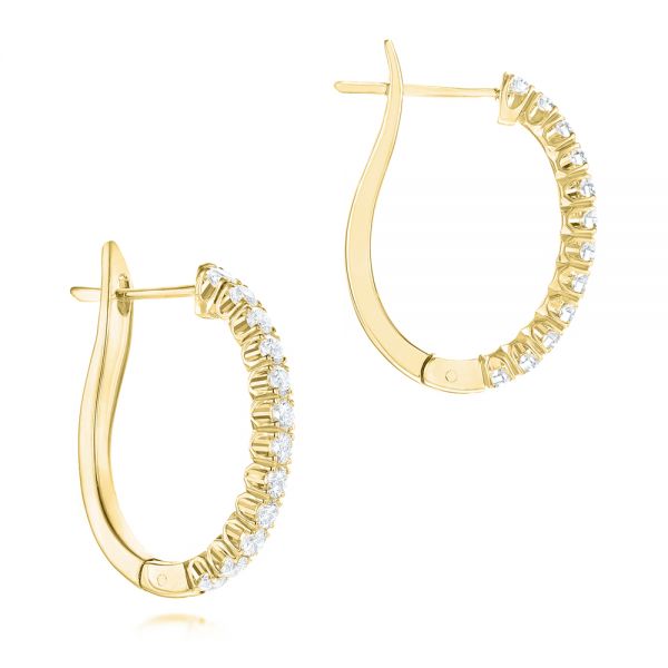 14k Yellow Gold 14k Yellow Gold Brilliant Facet Pave Diamond Hoop Earrings - Front View -  103688