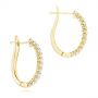 18k Yellow Gold 18k Yellow Gold Brilliant Facet Pave Diamond Hoop Earrings - Front View -  103688 - Thumbnail