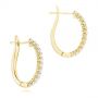 14k Yellow Gold 14k Yellow Gold Brilliant Facet Pave Diamond Hoop Earrings - Front View -  103688 - Thumbnail