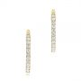 18k Yellow Gold 18k Yellow Gold Brilliant Facet Pave Diamond Hoop Earrings - Three-Quarter View -  103688 - Thumbnail