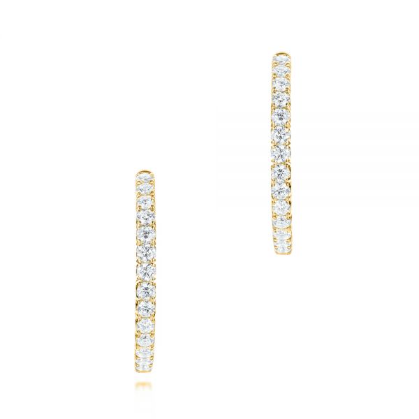 18k Yellow Gold 18k Yellow Gold Brilliant Facet Pave Diamond Hoop Earrings - Front View -  103691 - Thumbnail
