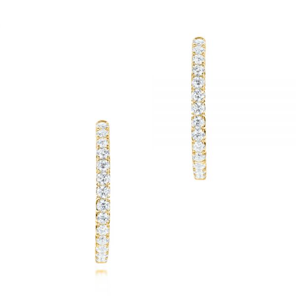 18k Yellow Gold 18k Yellow Gold Brilliant Facet Pave Diamond Hoop Earrings - Front View - 103691