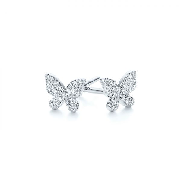  Platinum Platinum Butterfly Diamond Earrings - Front View -  105945