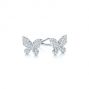 14k White Gold Butterfly Diamond Earrings - Front View -  105945 - Thumbnail