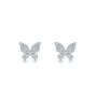 18k White Gold 18k White Gold Butterfly Diamond Earrings - Three-Quarter View -  105945 - Thumbnail