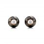 18k Rose Gold 18k Rose Gold Carved Black Pearls And Diamond Stud Earrings - Three-Quarter View -  101963 - Thumbnail