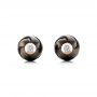 18k Rose Gold Carved Black Pearls And Diamond Stud Earrings