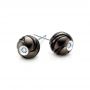 14k White Gold Carved Black Pearls And Diamond Stud Earrings - Front View -  101963 - Thumbnail