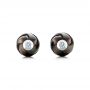 14k White Gold Carved Black Pearls And Diamond Stud Earrings - Three-Quarter View -  101963 - Thumbnail