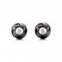  Platinum Carved Black Pearls And Diamond Stud Earrings