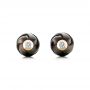14k Yellow Gold Carved Black Pearls And Diamond Stud Earrings