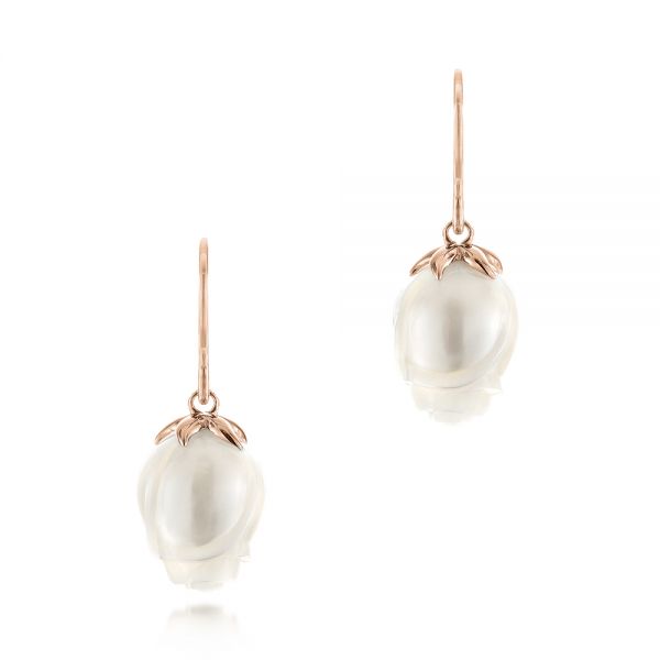18k Rose Gold 18k Rose Gold Carved Fresh Water Pearl Earrings - Three-Quarter View -  103240