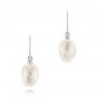 18k White Gold 18k White Gold Carved Fresh Water Pearl Earrings - Three-Quarter View -  103241 - Thumbnail