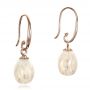 14k Rose Gold 14k Rose Gold Carved Fresh White Pearl Earrings - Front View -  100303 - Thumbnail