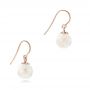 18k Rose Gold 18k Rose Gold Carved Fresh White Pearl Earrings - Front View -  102569 - Thumbnail