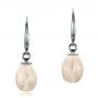  Platinum Platinum Carved Fresh White Pearl Earrings - Three-Quarter View -  100303 - Thumbnail