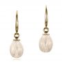 18k Yellow Gold 18k Yellow Gold Carved Fresh White Pearl Earrings - Three-Quarter View -  100303 - Thumbnail