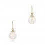 18k Yellow Gold 18k Yellow Gold Carved Fresh White Pearl Earrings - Three-Quarter View -  102569 - Thumbnail