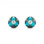 18k Rose Gold Carved Pearl Turquoise Diamond Earrings