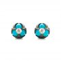 18k Rose Gold 18k Rose Gold Carved Pearl Turquoise Diamond Earrings - Three-Quarter View -  103250 - Thumbnail