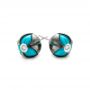  Platinum Platinum Carved Pearl Turquoise Diamond Earrings - Front View -  103250 - Thumbnail