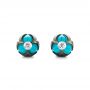 14k White Gold Carved Pearl Turquoise Diamond Earrings - Three-Quarter View -  103250 - Thumbnail
