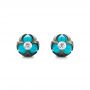  Platinum Carved Pearl Turquoise Diamond Earrings