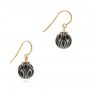 14k Yellow Gold Carved Tahitian Black Pearl Calla Lily Earrings - Front View -  104033 - Thumbnail