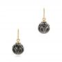 14k Yellow Gold Carved Tahitian Black Pearl Calla Lily Earrings - Three-Quarter View -  104033 - Thumbnail