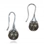 14k White Gold Carved Tahitian Pearl Earrings - Front View -  100308 - Thumbnail
