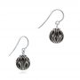 14k White Gold Carved Tahitian Pearl Earrings - Front View -  102576 - Thumbnail