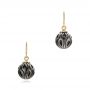 14k Yellow Gold 14k Yellow Gold Carved Tahitian Pearl Earrings - Three-Quarter View -  102576 - Thumbnail