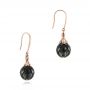 18k Rose Gold 18k Rose Gold Carved Tahitian Pearl And Diamond Earrings - Front View -  103255 - Thumbnail