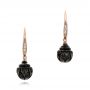 14k Rose Gold 14k Rose Gold Carved Tahitian Pearl And Diamond Earrings - Three-Quarter View -  101965 - Thumbnail