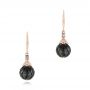18k Rose Gold 18k Rose Gold Carved Tahitian Pearl And Diamond Earrings - Three-Quarter View -  103255 - Thumbnail