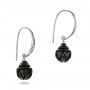 14k White Gold Carved Tahitian Pearl And Diamond Earrings - Front View -  101965 - Thumbnail