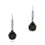 18k White Gold 18k White Gold Carved Tahitian Pearl And Diamond Earrings - Three-Quarter View -  101965 - Thumbnail