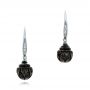  Platinum Platinum Carved Tahitian Pearl And Diamond Earrings - Three-Quarter View -  101965 - Thumbnail